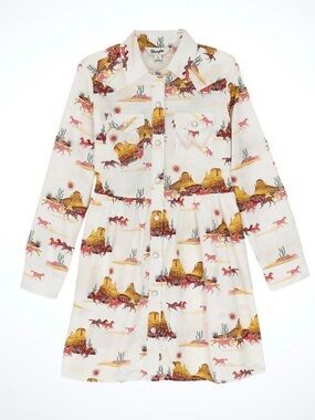 NWT Wrangler White Western Snap Dress Long Sleeve Dress XXL can fit women’s S